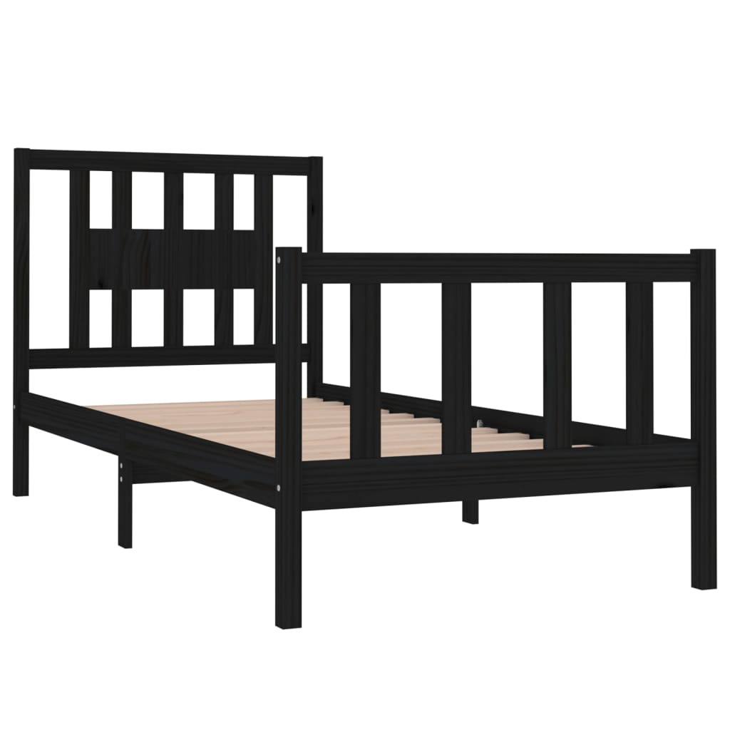 Bedframe Massief Hout Zwart 75X190 Cm 2Ft6 Small Single