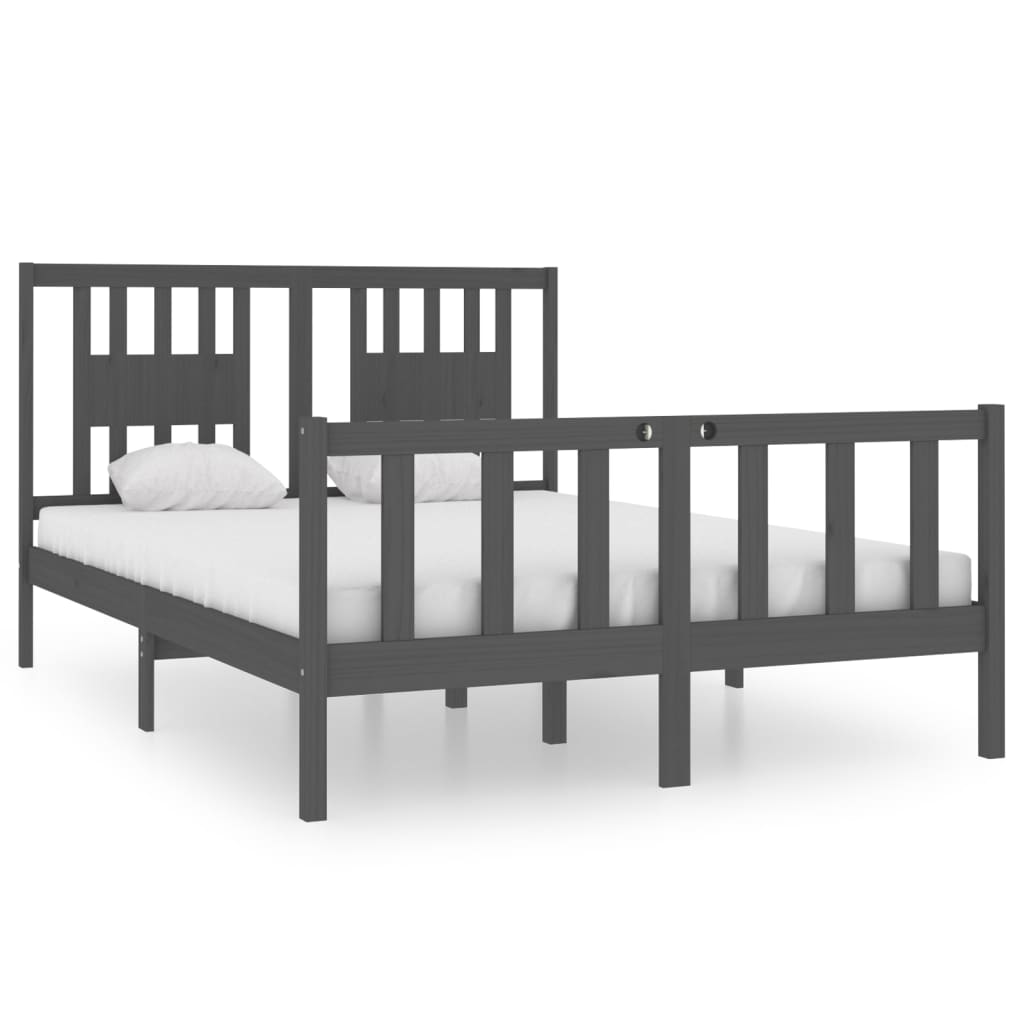 Bedframe Massief Hout Grijs 120X190 Cm 4Ft Small Double