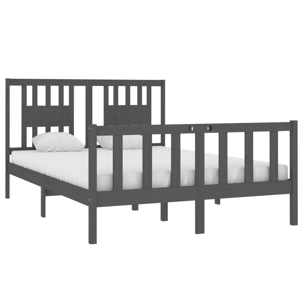 Bedframe Massief Hout Grijs 120X190 Cm 4Ft Small Double