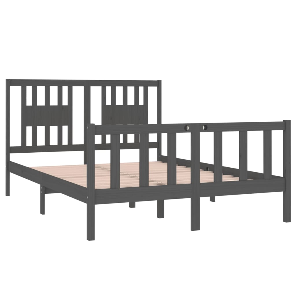 Bedframe Massief Hout Grijs 120X190 Cm 4Ft Small Double