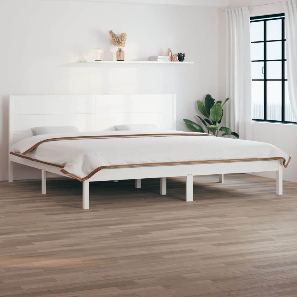 Bedframe Massief Grenenhout Wit 200X200 Cm