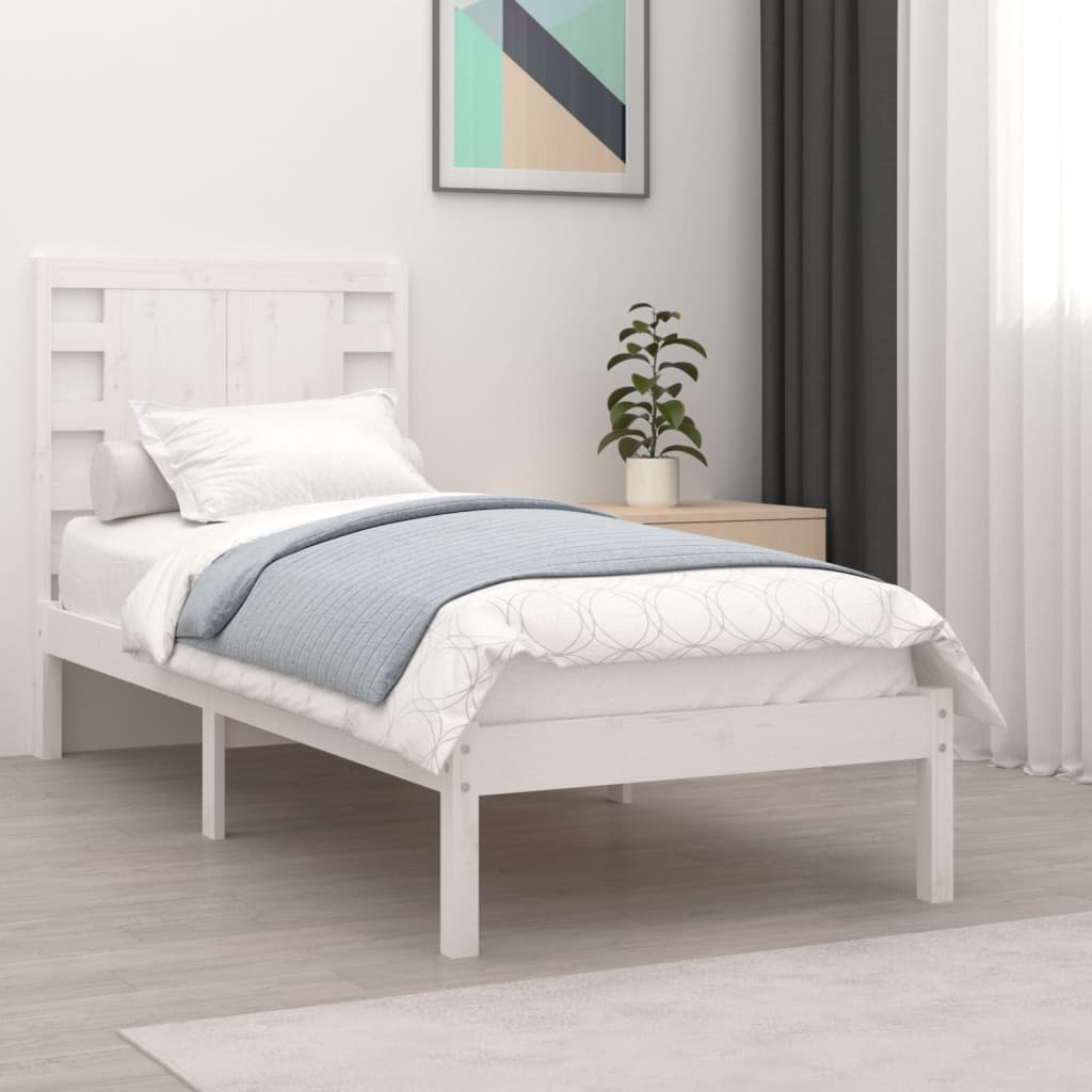 Bedframe Massief Hout Wit 90X190 Cm 3Ft Single
