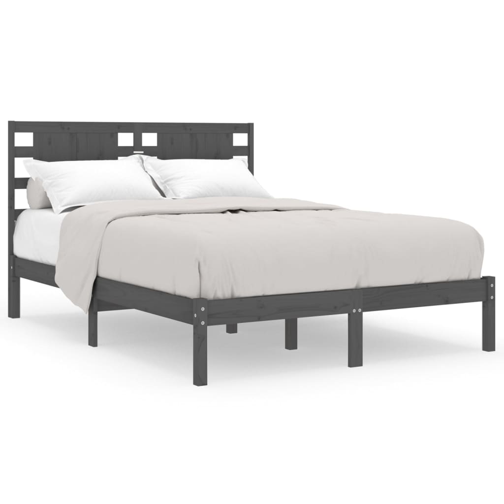 Bedframe Massief Hout Grijs 120X190 Cm 4Ft Small Double
