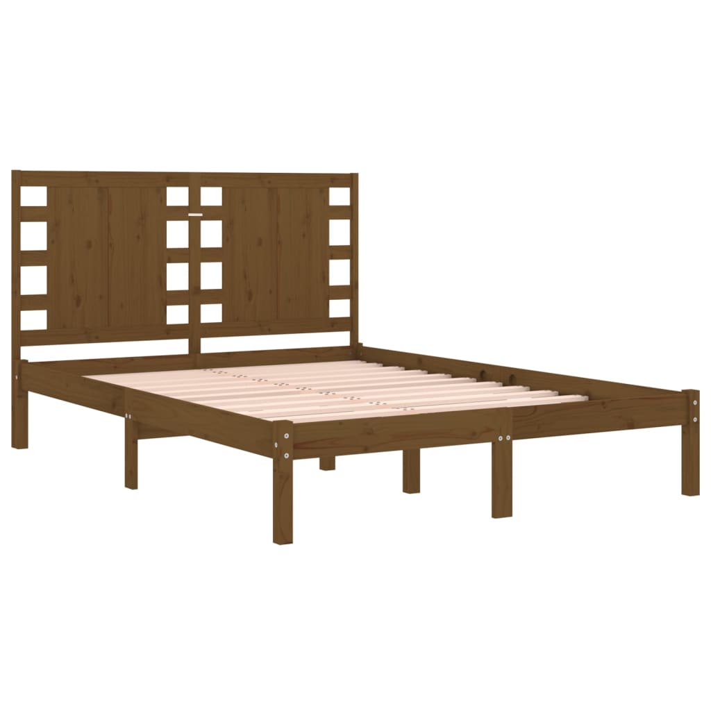 Bedframe Massief Hout Honingbruin 120X190 Cm 4Ft Small Double