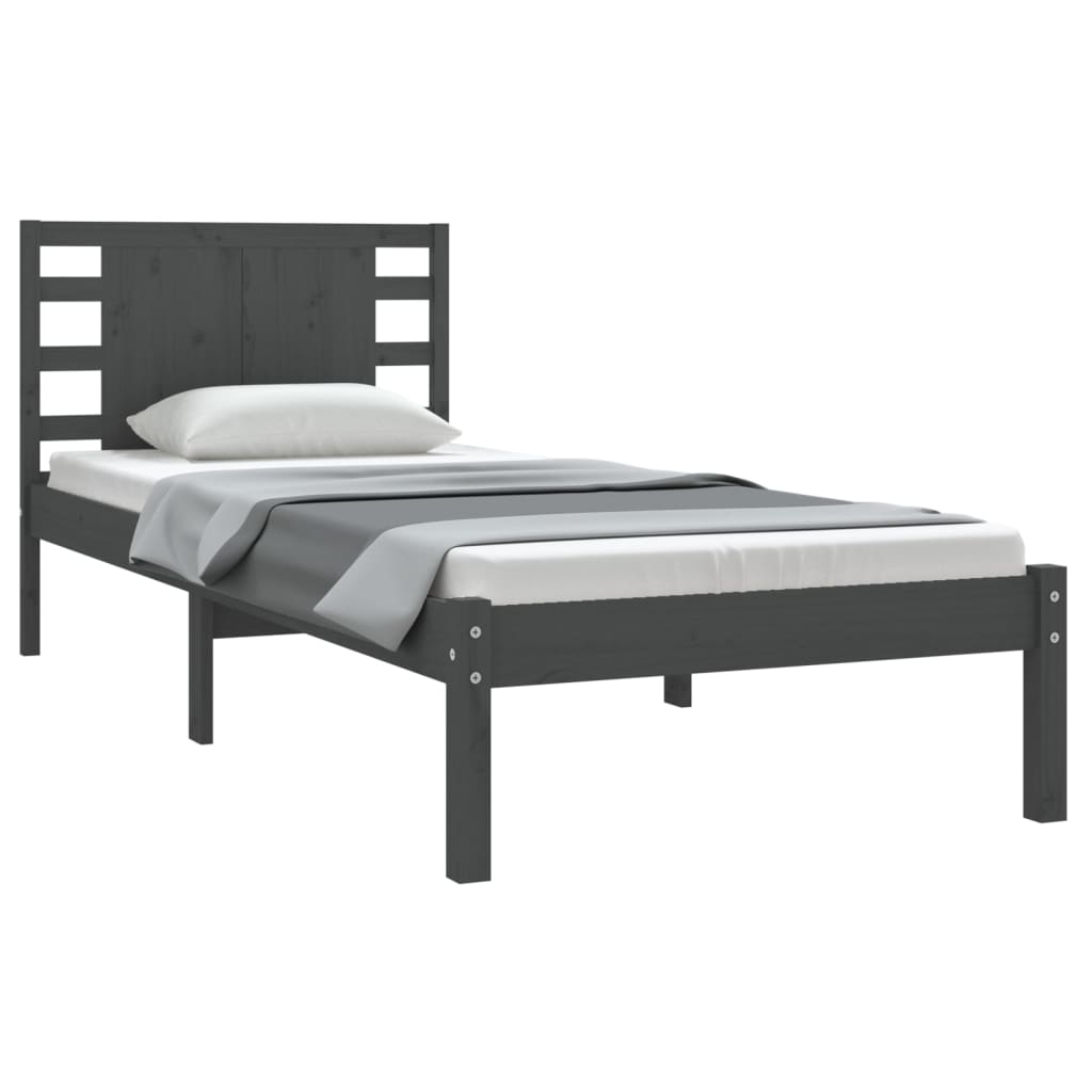 Bedframe Massief Grenenhout Grijs 90X200 Cm