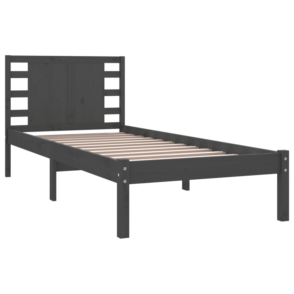Bedframe Massief Grenenhout Grijs 100X200 Cm