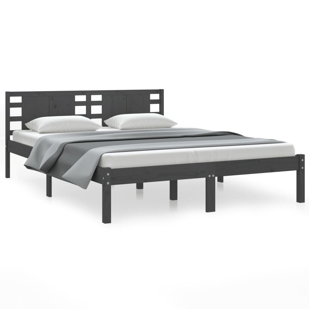 Bedframe Massief Grenenhout Grijs 120X200 Cm