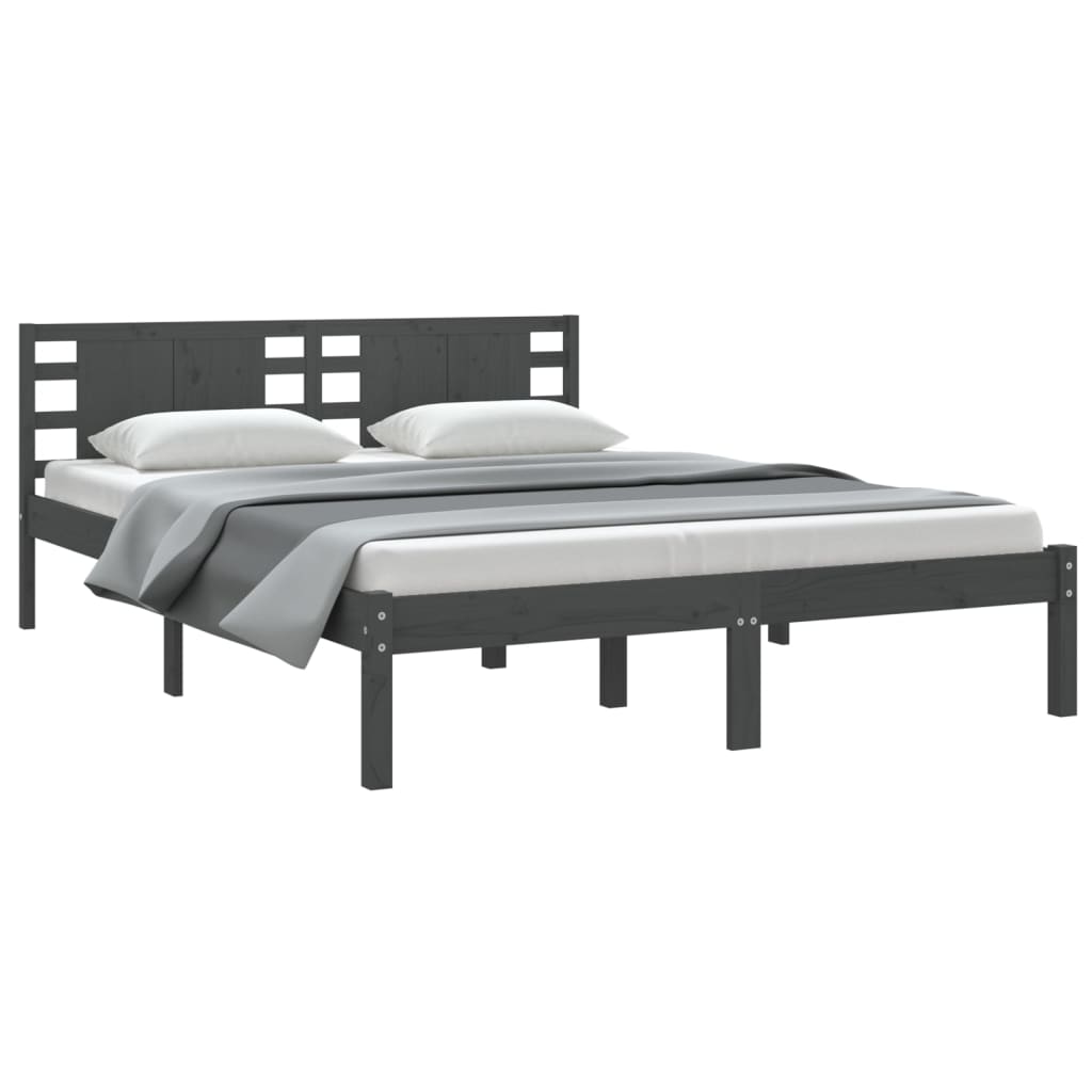 Bedframe Massief Grenenhout Grijs 120X200 Cm