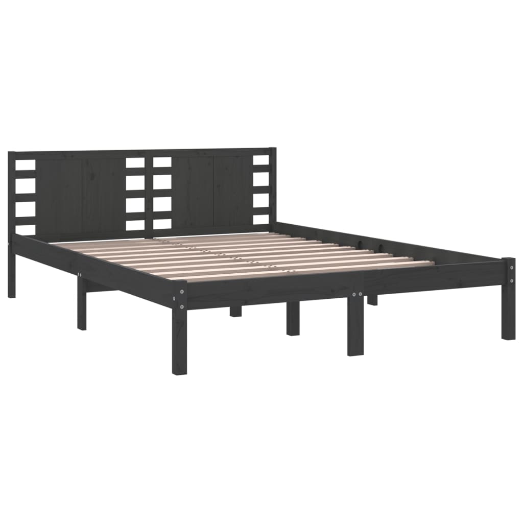Bedframe Massief Grenenhout Grijs 120X200 Cm