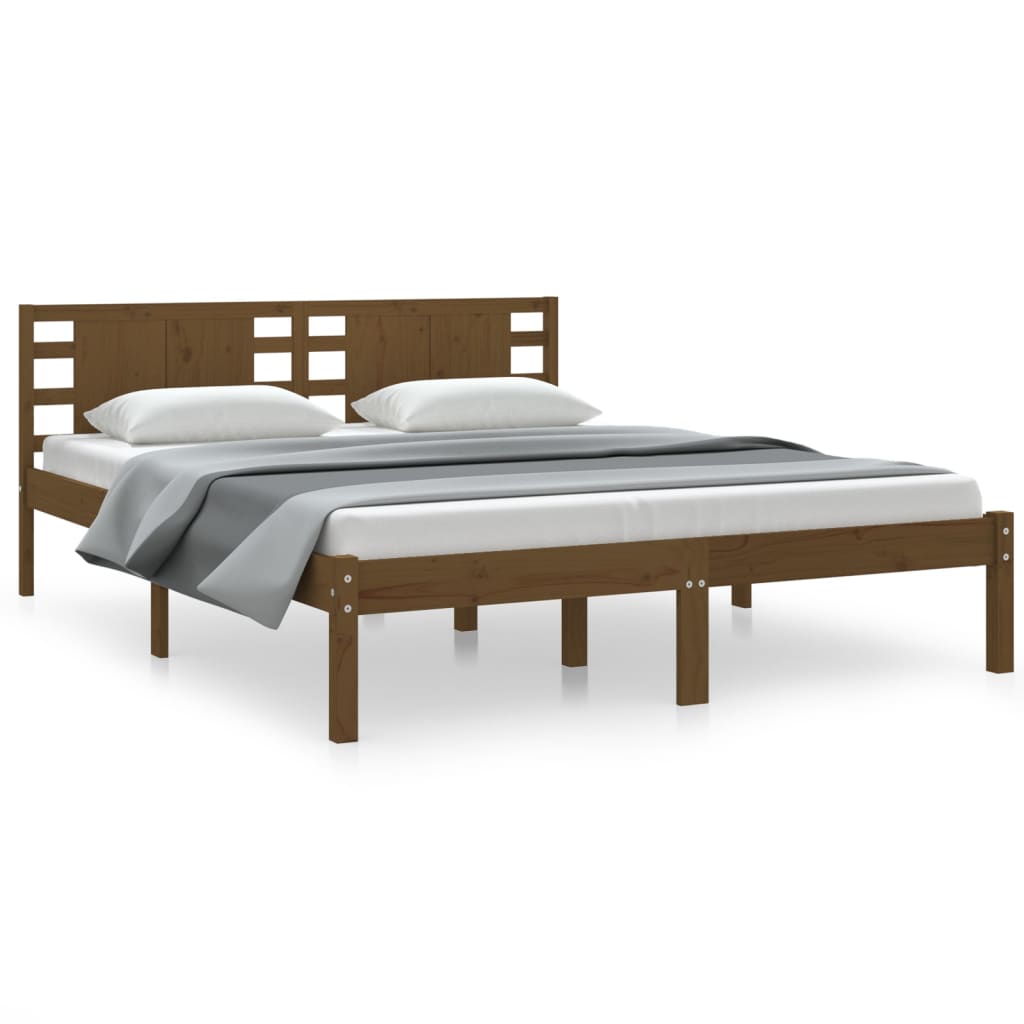 Bedframe Massief Hout Honingbruin 150X200 Cm 5Ft King Size