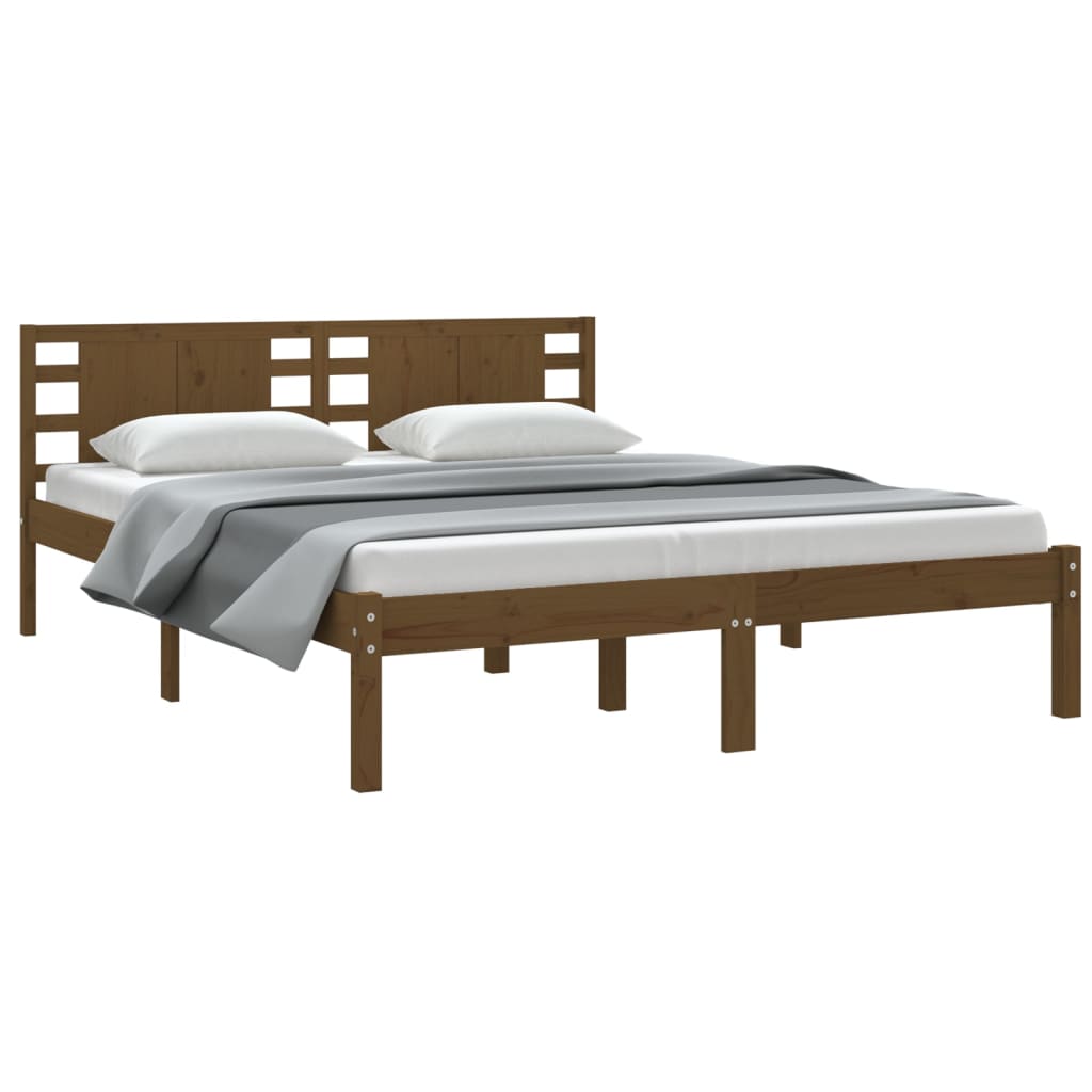 Bedframe Massief Hout Honingbruin 150X200 Cm 5Ft King Size