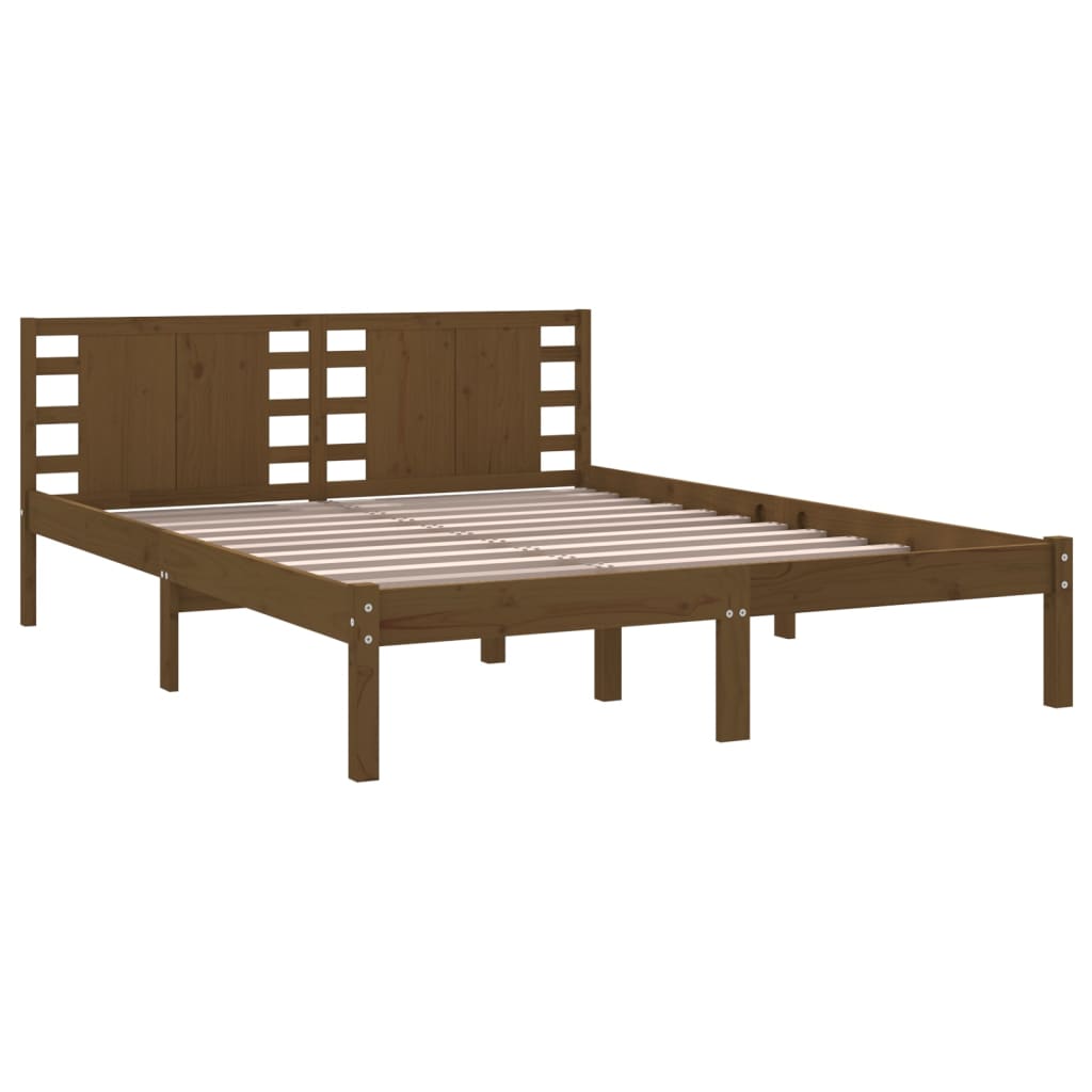 Bedframe Massief Hout Honingbruin 150X200 Cm 5Ft King Size