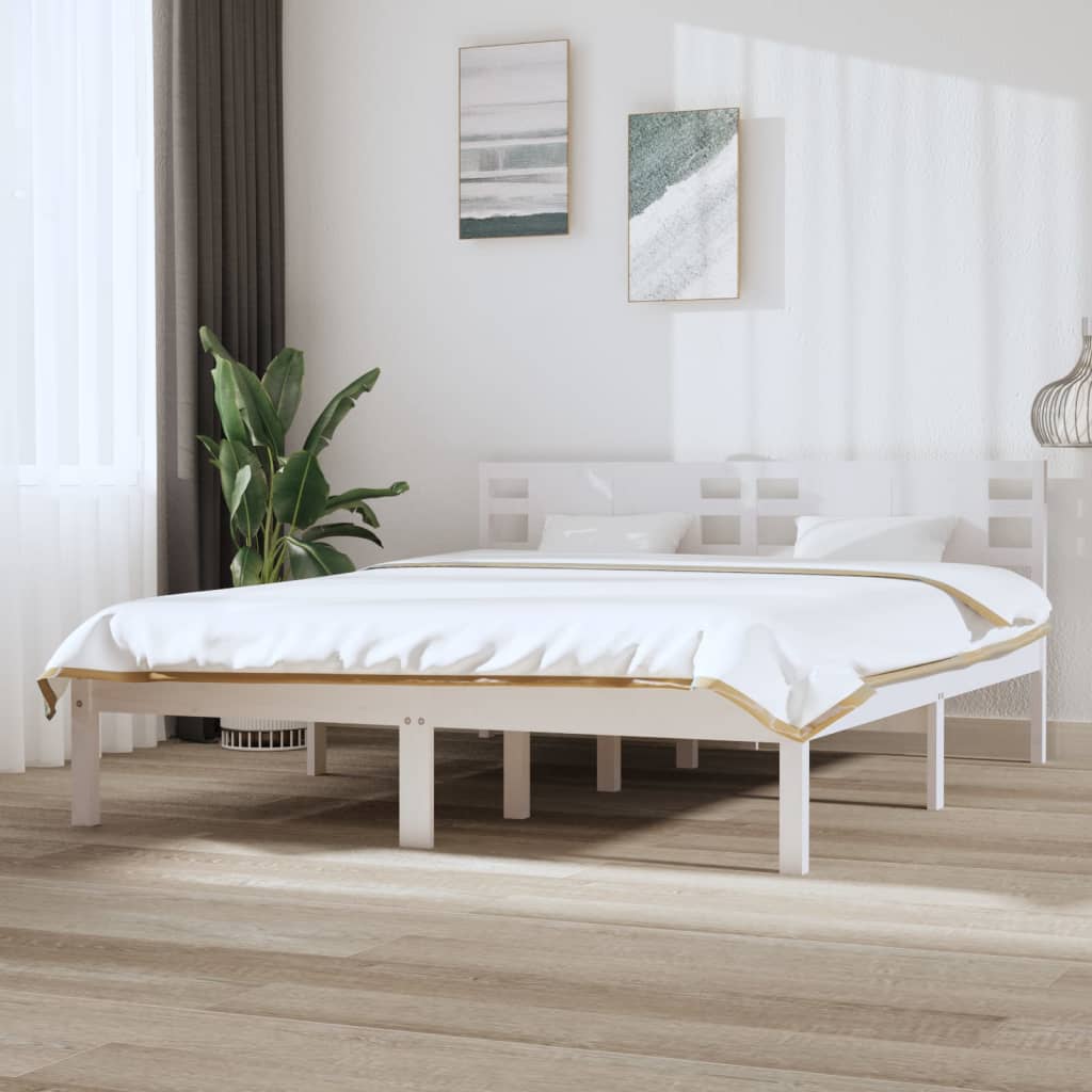 Bedframe Massief Grenenhout Wit 160X200 Cm