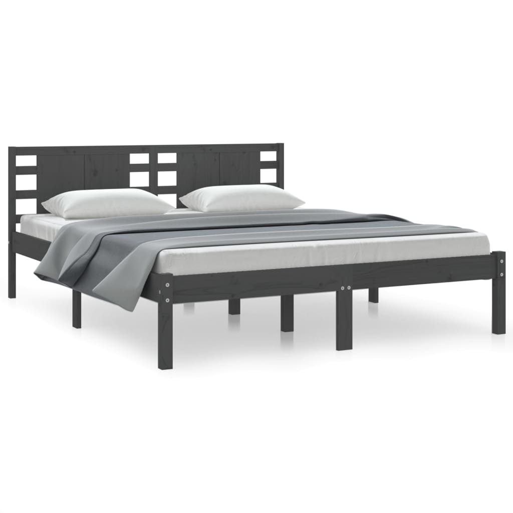 Bedframe Massief Grenenhout Grijs 160X200 Cm