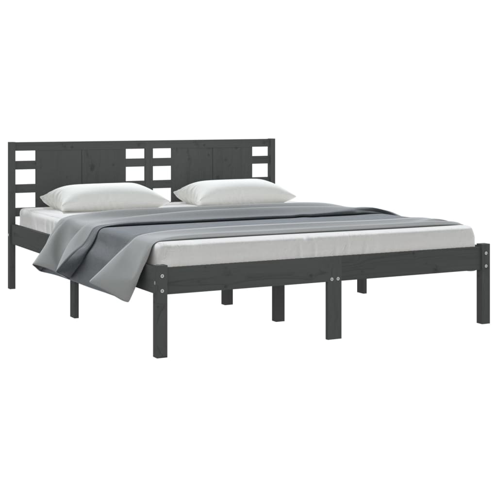 Bedframe Massief Grenenhout Grijs 160X200 Cm
