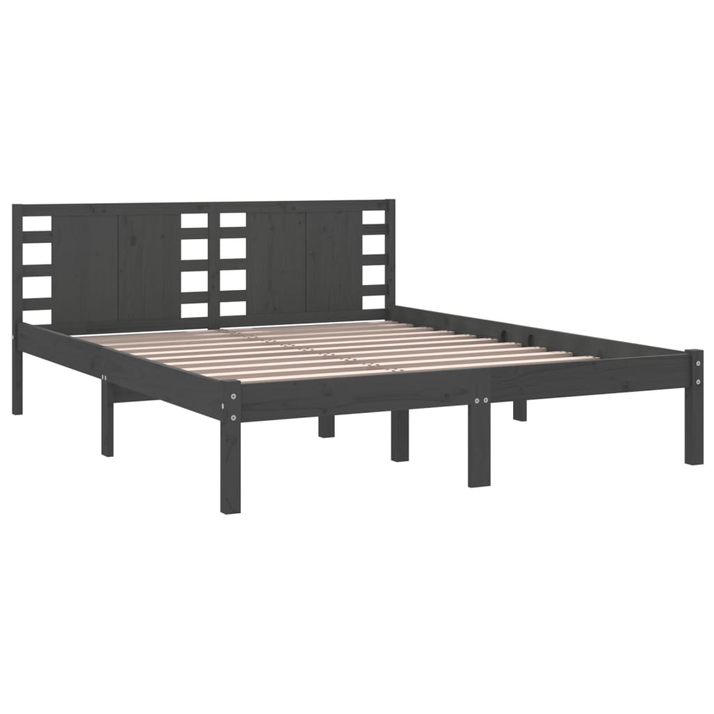 Bedframe Massief Grenenhout Grijs 160X200 Cm