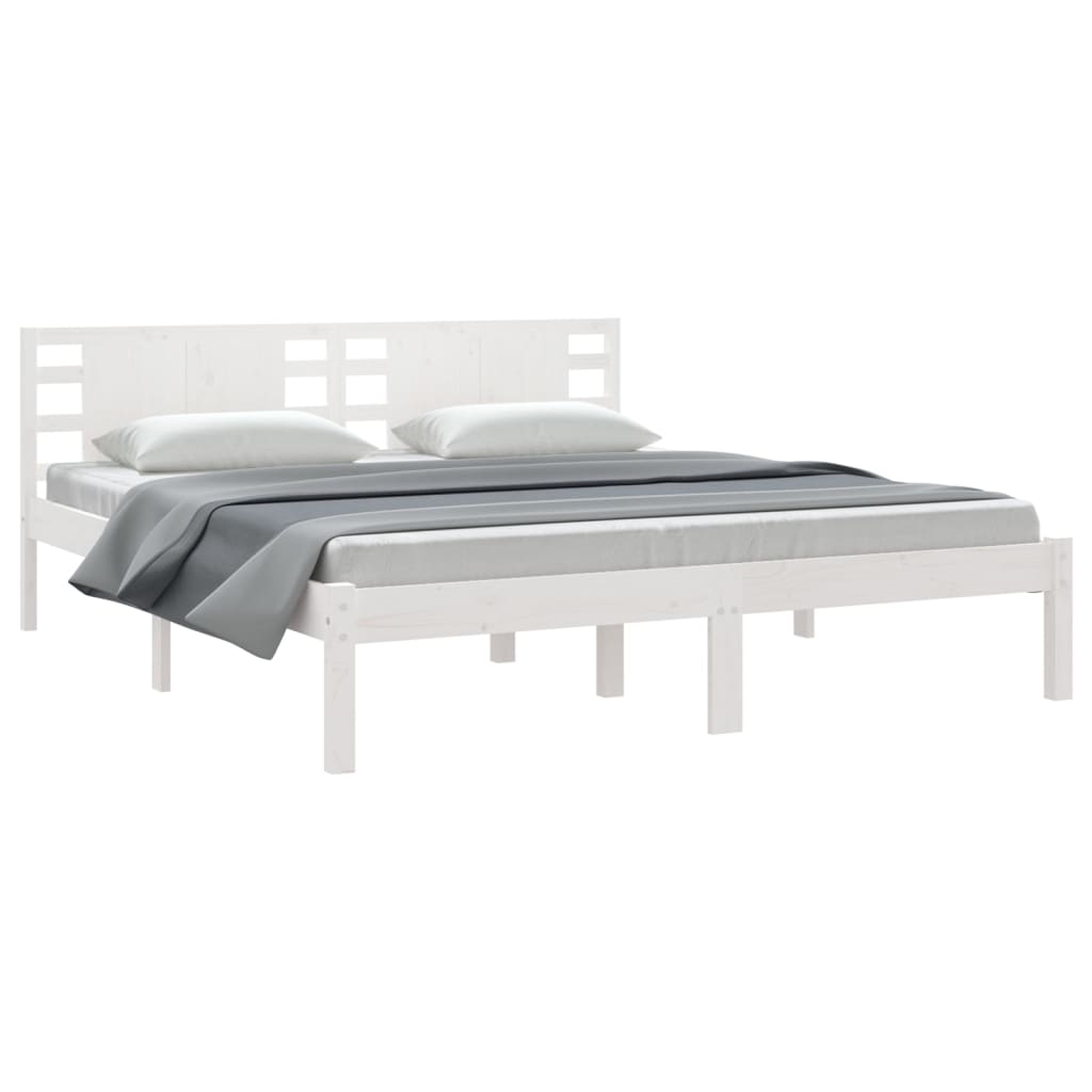 Bedframe Massief Hout Wit 180X200 Cm 6Ft Super King