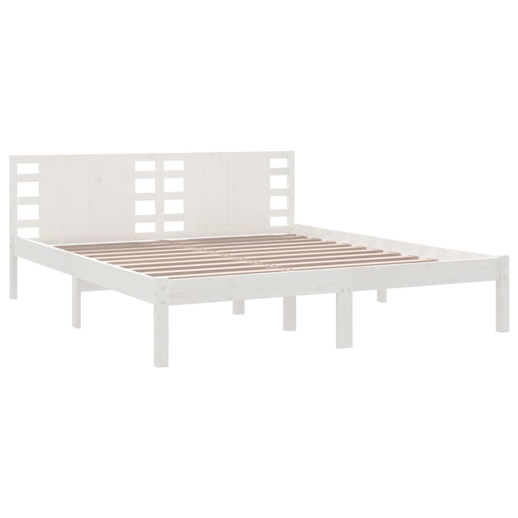 Bedframe Massief Hout Wit 180X200 Cm 6Ft Super King
