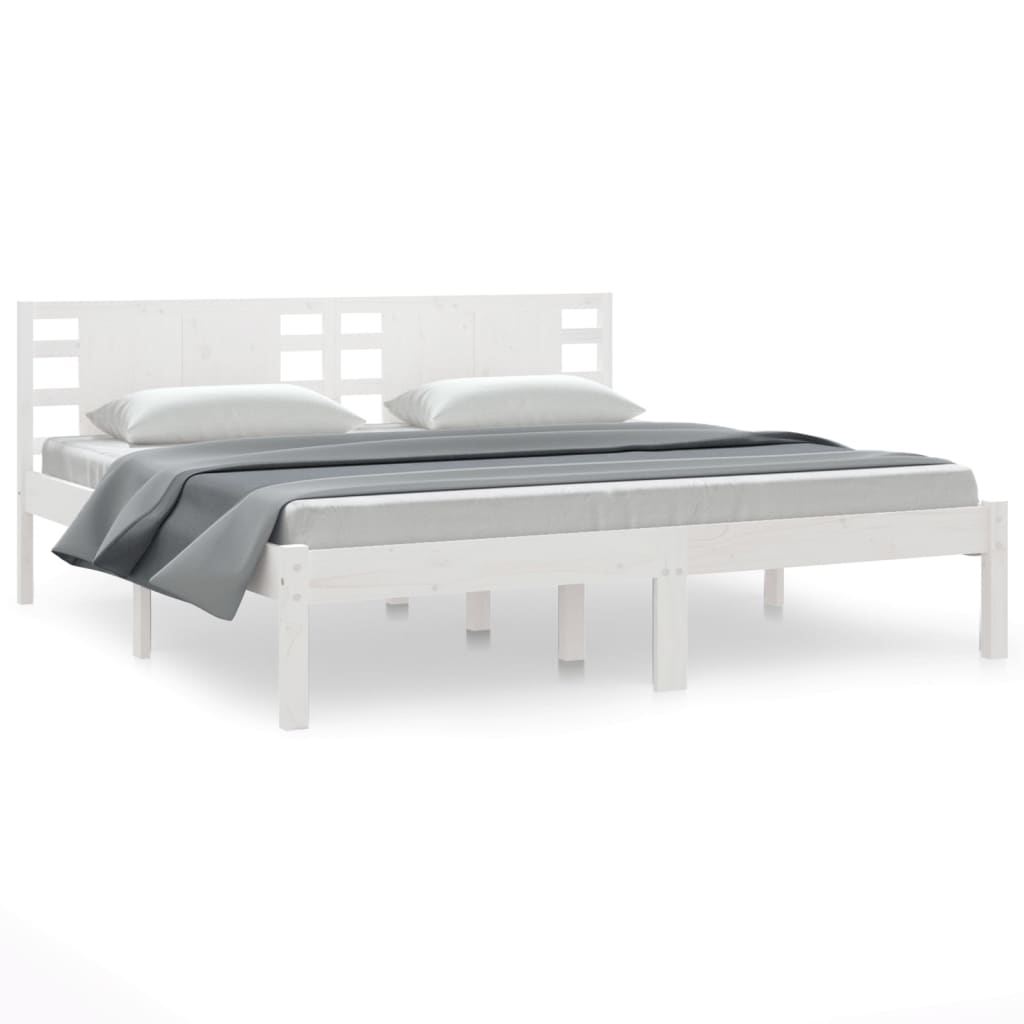Bedframe Massief Grenenhout Wit 200X200 Cm