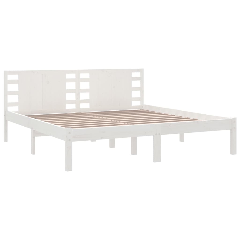 Bedframe Massief Grenenhout Wit 200X200 Cm