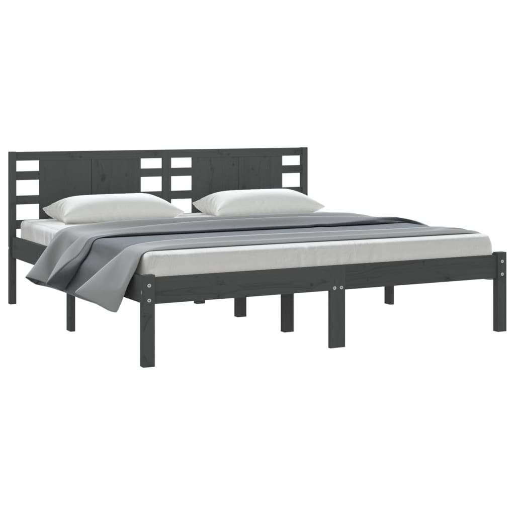 Bedframe Massief Grenenhout Grijs 200X200 Cm