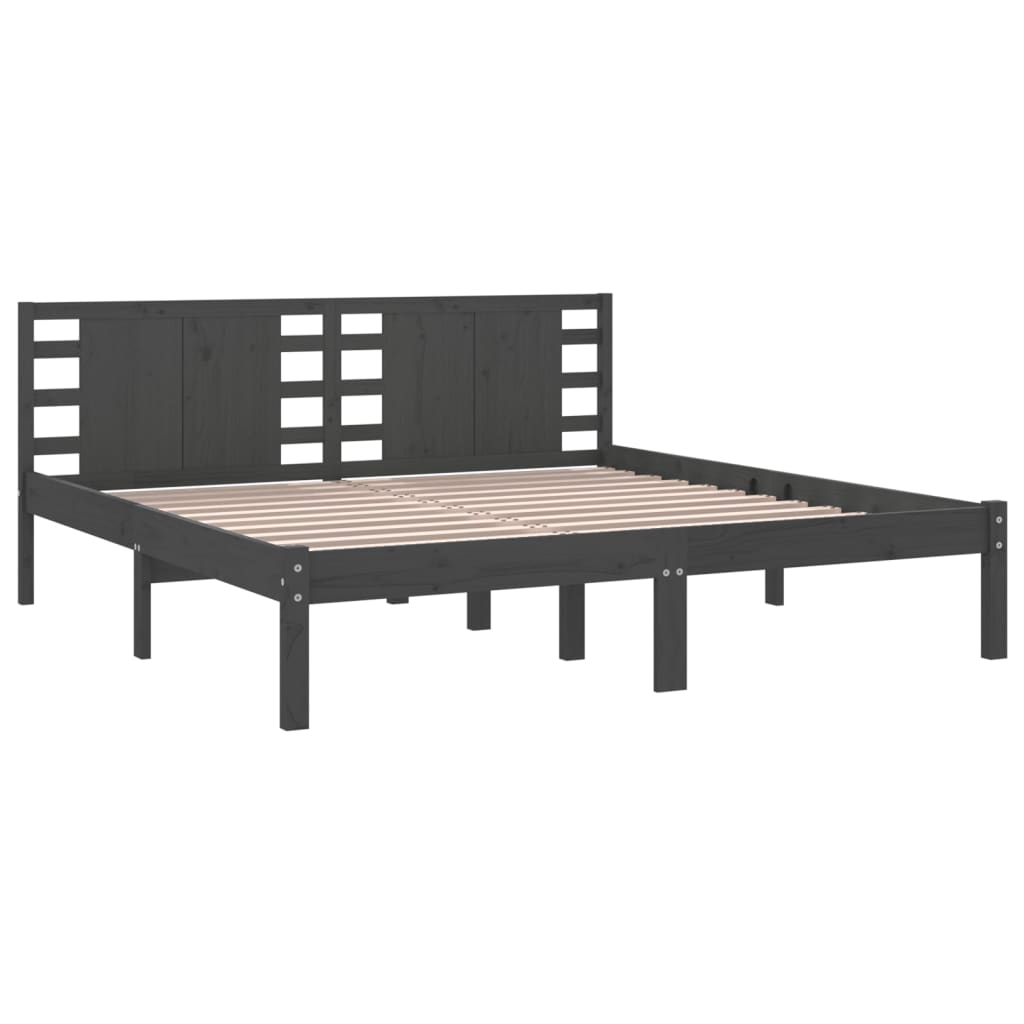 Bedframe Massief Grenenhout Grijs 200X200 Cm