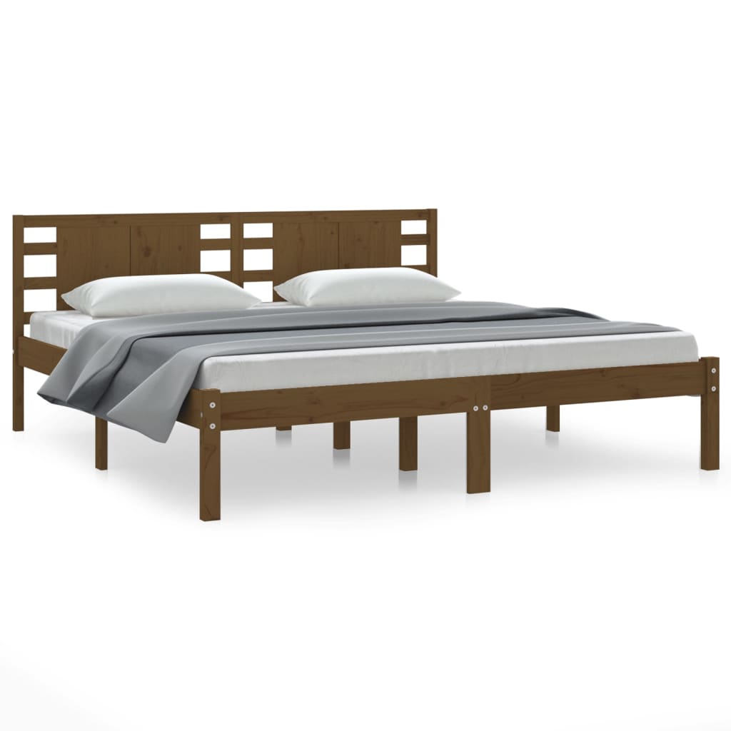 Bedframe Massief Grenenhout Honingbruin 200X200 Cm
