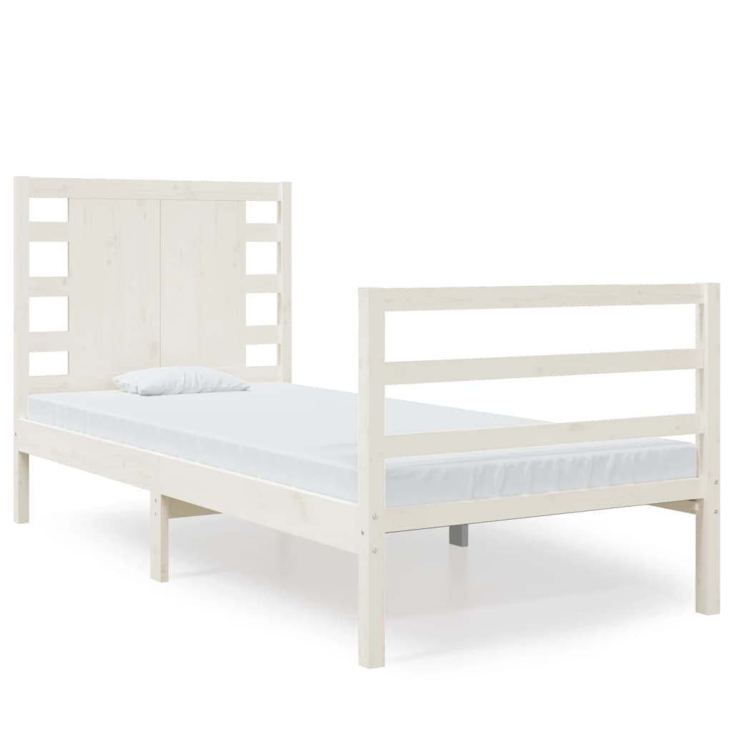 Bedframe Massief Grenenhout Wit 75X190 Cm 2Ft6 Small Single
