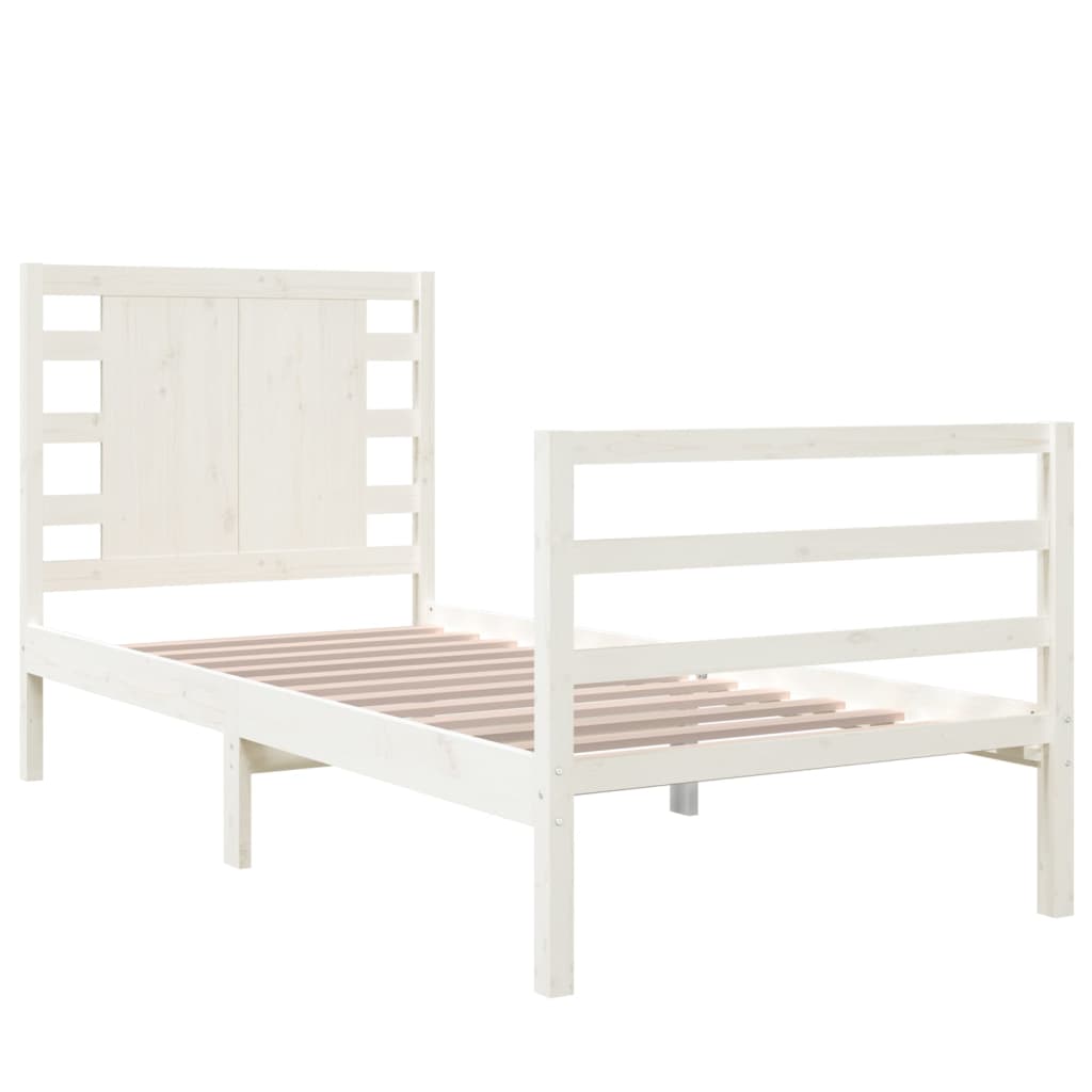 Bedframe Massief Grenenhout Wit 75X190 Cm 2Ft6 Small Single