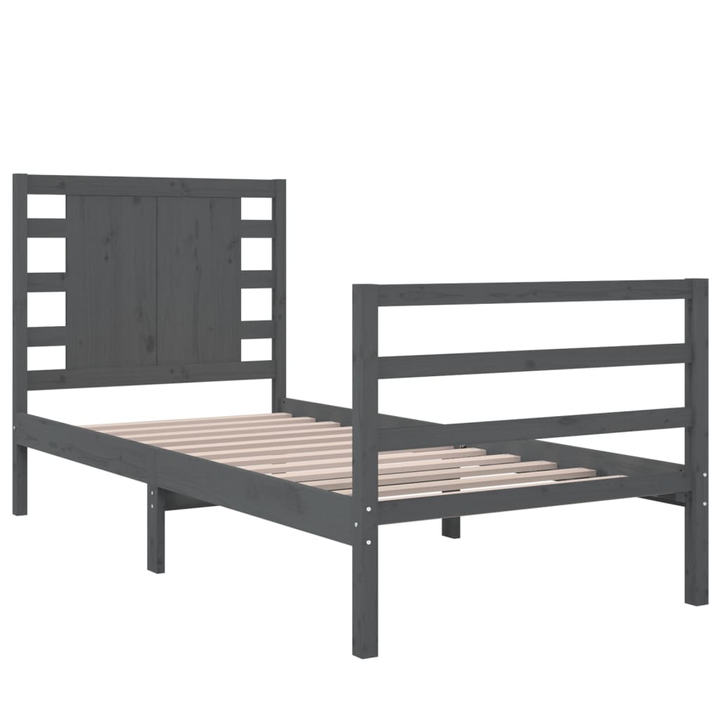 Bedframe Massief Grenenhout Grijs 75X190 Cm 2Ft6 Small Single