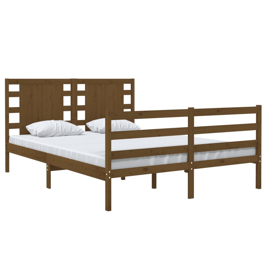 Bedframe Massief Hout Honingbruin 120X190 Cm 4Ft Small Double