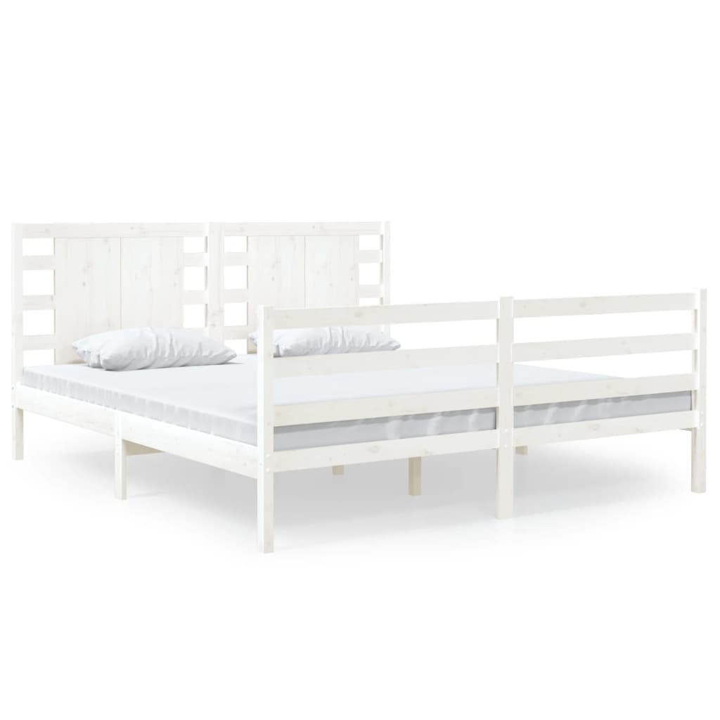 Bedframe Massief Grenenhout Wit 135X190 Cm 4Ft6 Double