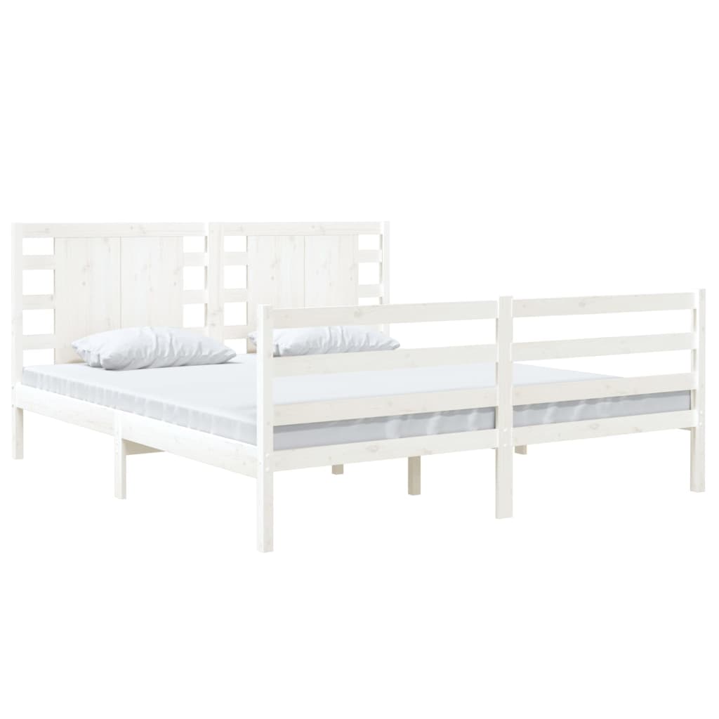 Bedframe Massief Grenenhout Wit 135X190 Cm 4Ft6 Double
