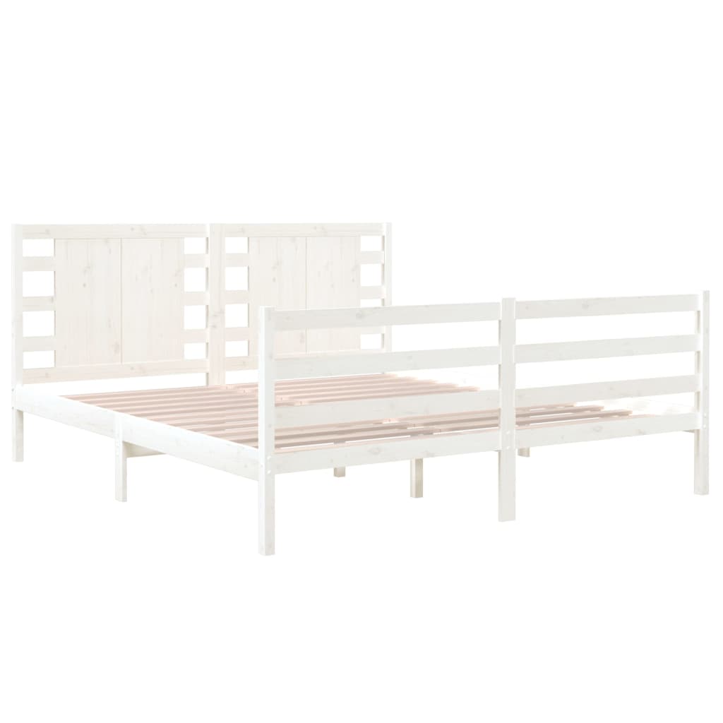 Bedframe Massief Grenenhout Wit 135X190 Cm 4Ft6 Double