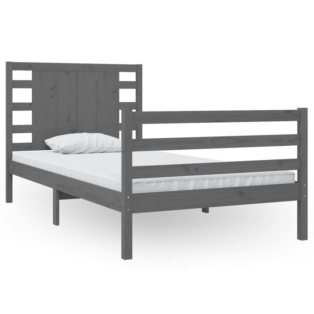 Bedframe Massief Grenenhout Grijs 100X200 Cm