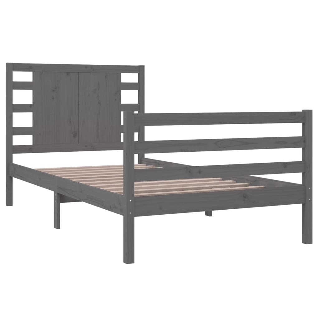 Bedframe Massief Grenenhout Grijs 100X200 Cm