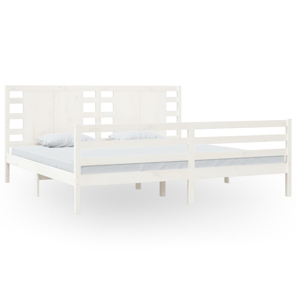 Bedframe Massief Grenenhout Wit 200X200 Cm