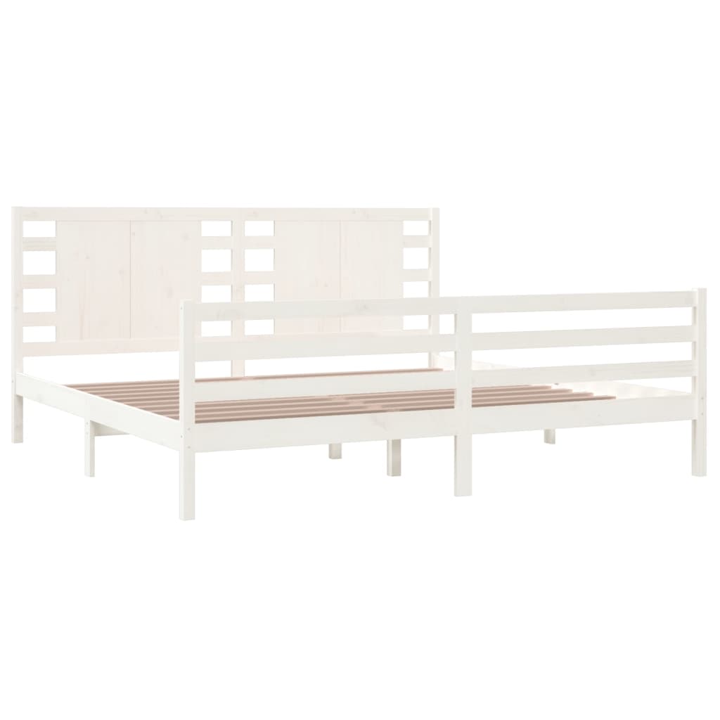 Bedframe Massief Grenenhout Wit 200X200 Cm