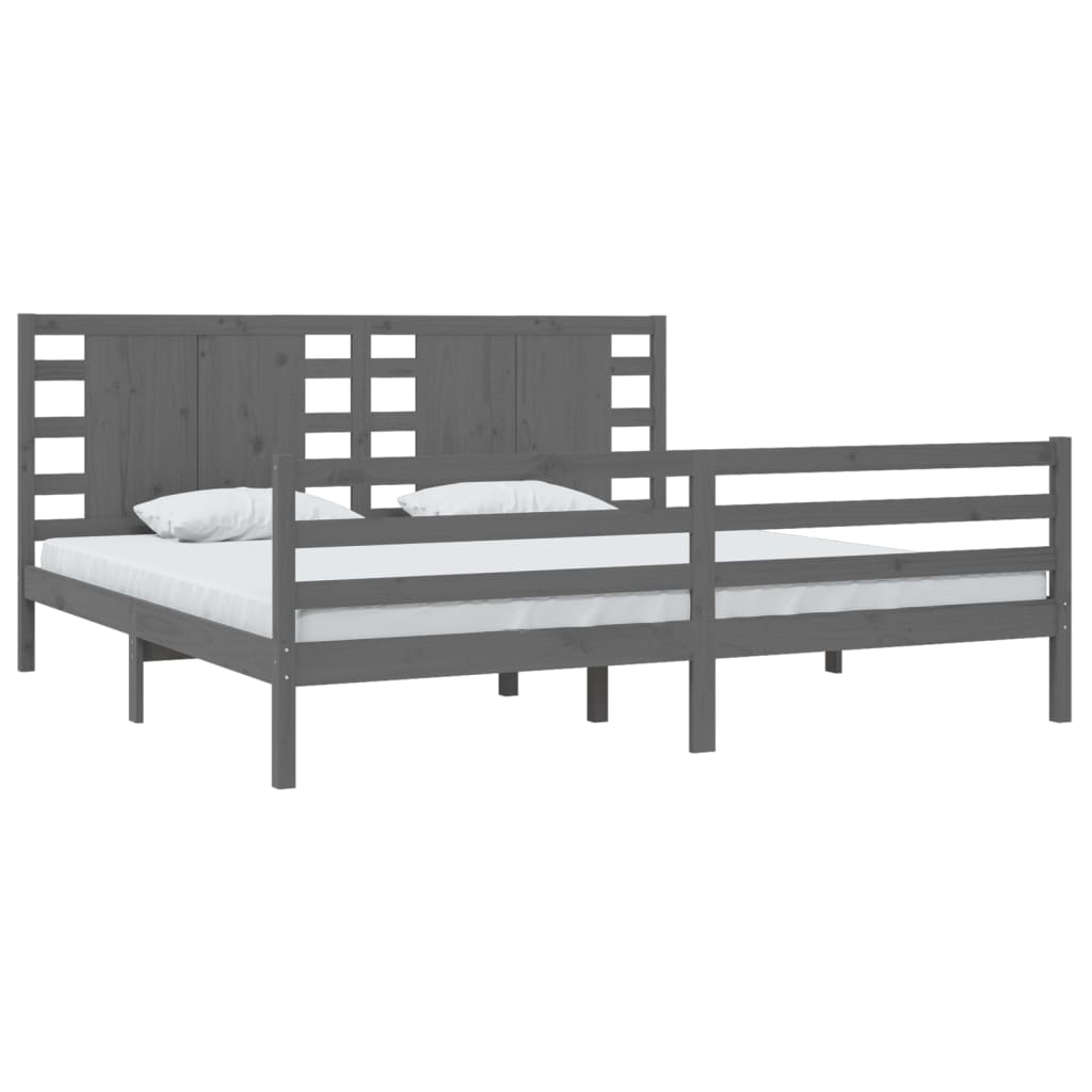 Bedframe Massief Grenenhout Grijs 200X200 Cm