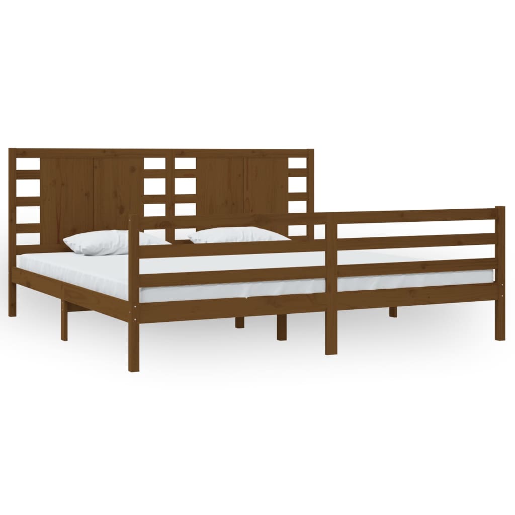 Bedframe Massief Grenenhout Honingbruin 200X200 Cm