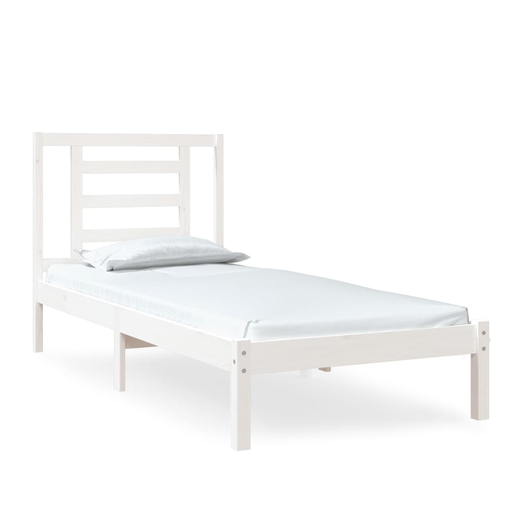Bedframe Massief Hout Wit 75X190 Cm 2Ft6 Small Single