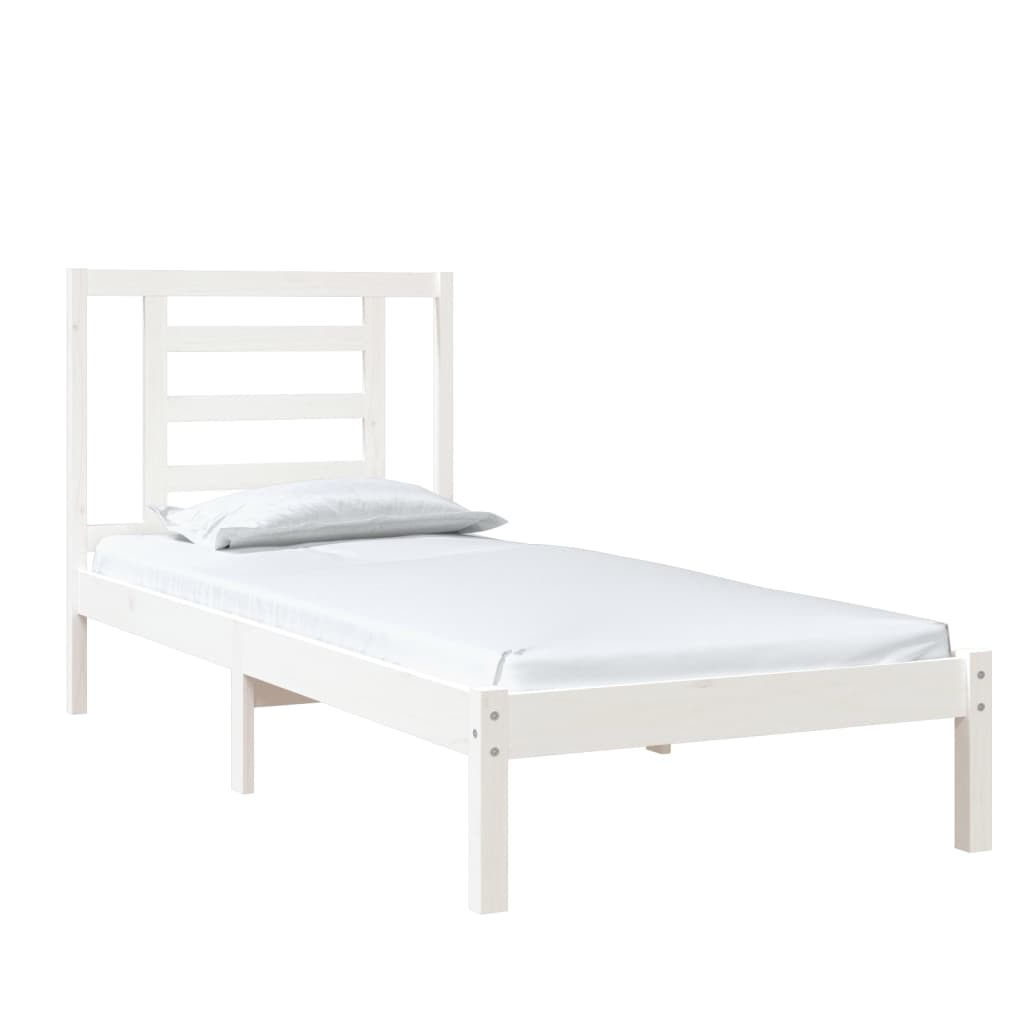 Bedframe Massief Hout Wit 75X190 Cm 2Ft6 Small Single