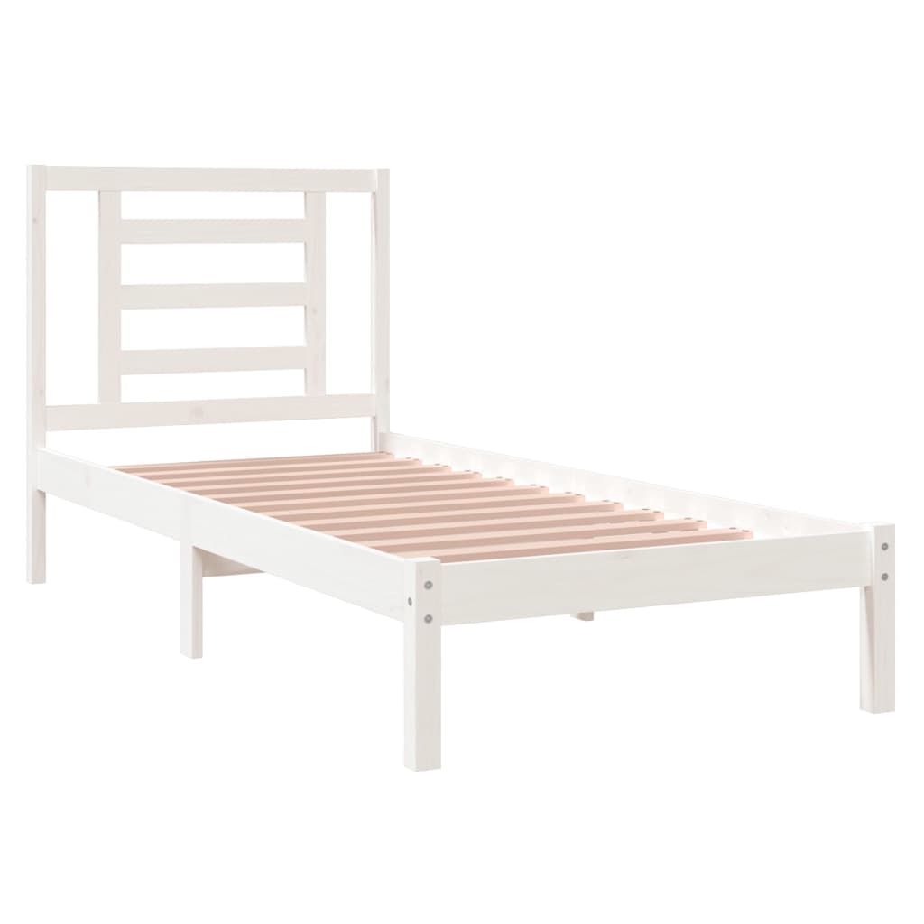Bedframe Massief Hout Wit 75X190 Cm 2Ft6 Small Single