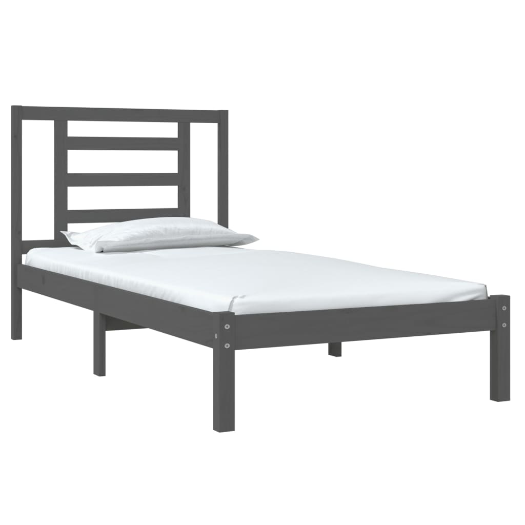Bedframe Massief Hout Grijs 75X190 Cm 2Ft6 Small Single