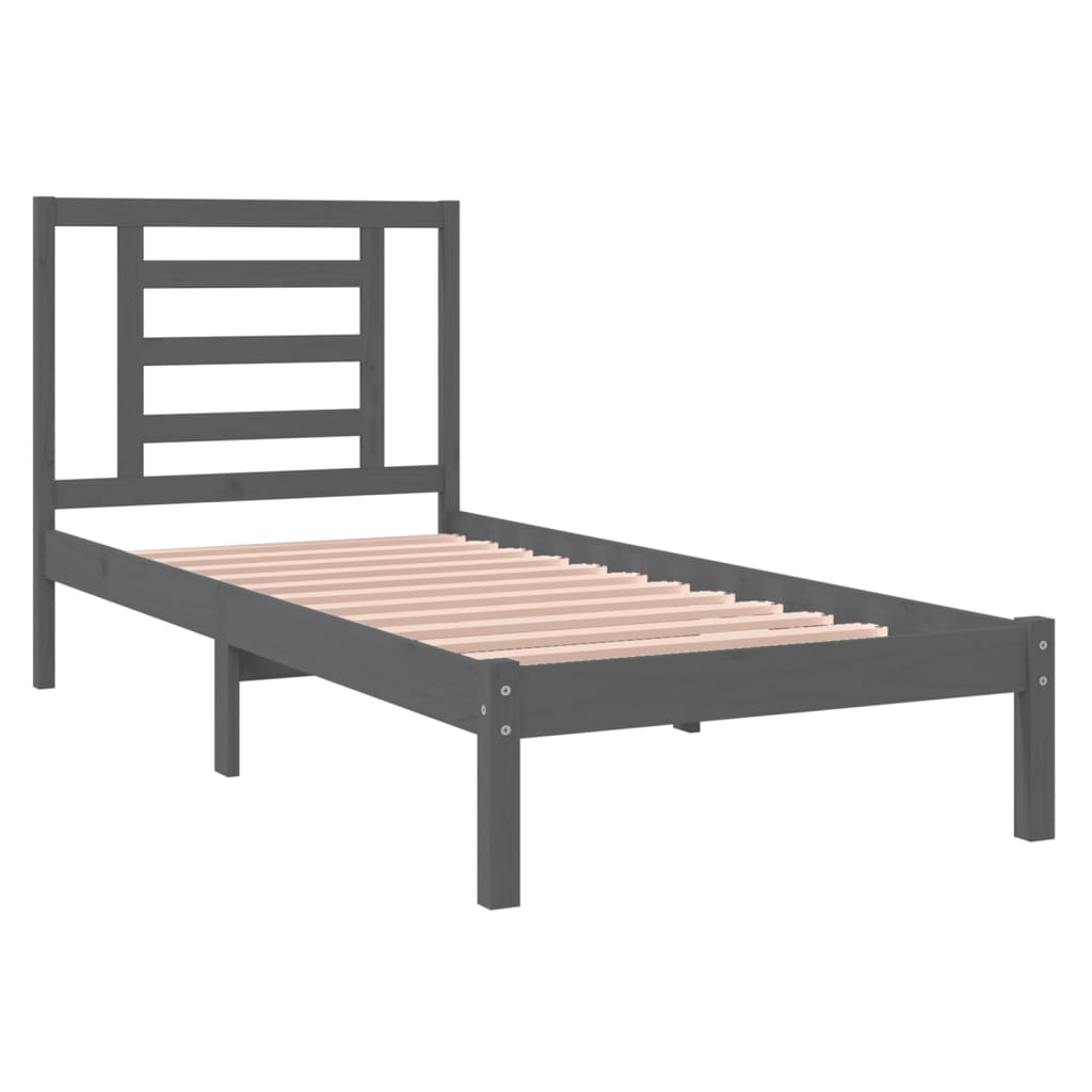 Bedframe Massief Hout Grijs 75X190 Cm 2Ft6 Small Single