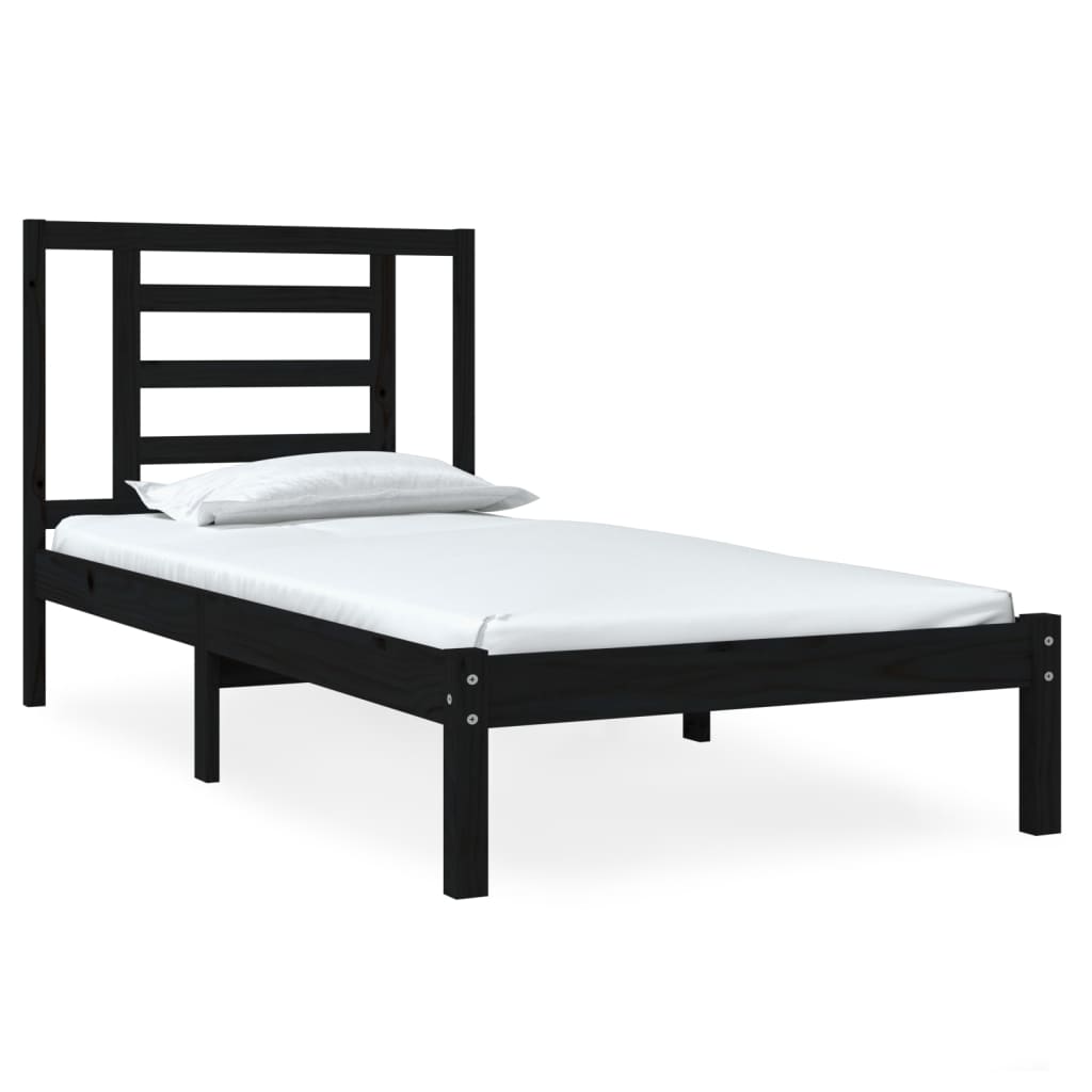 Bedframe Massief Hout Zwart 75X190 Cm 2Ft6 Small Single