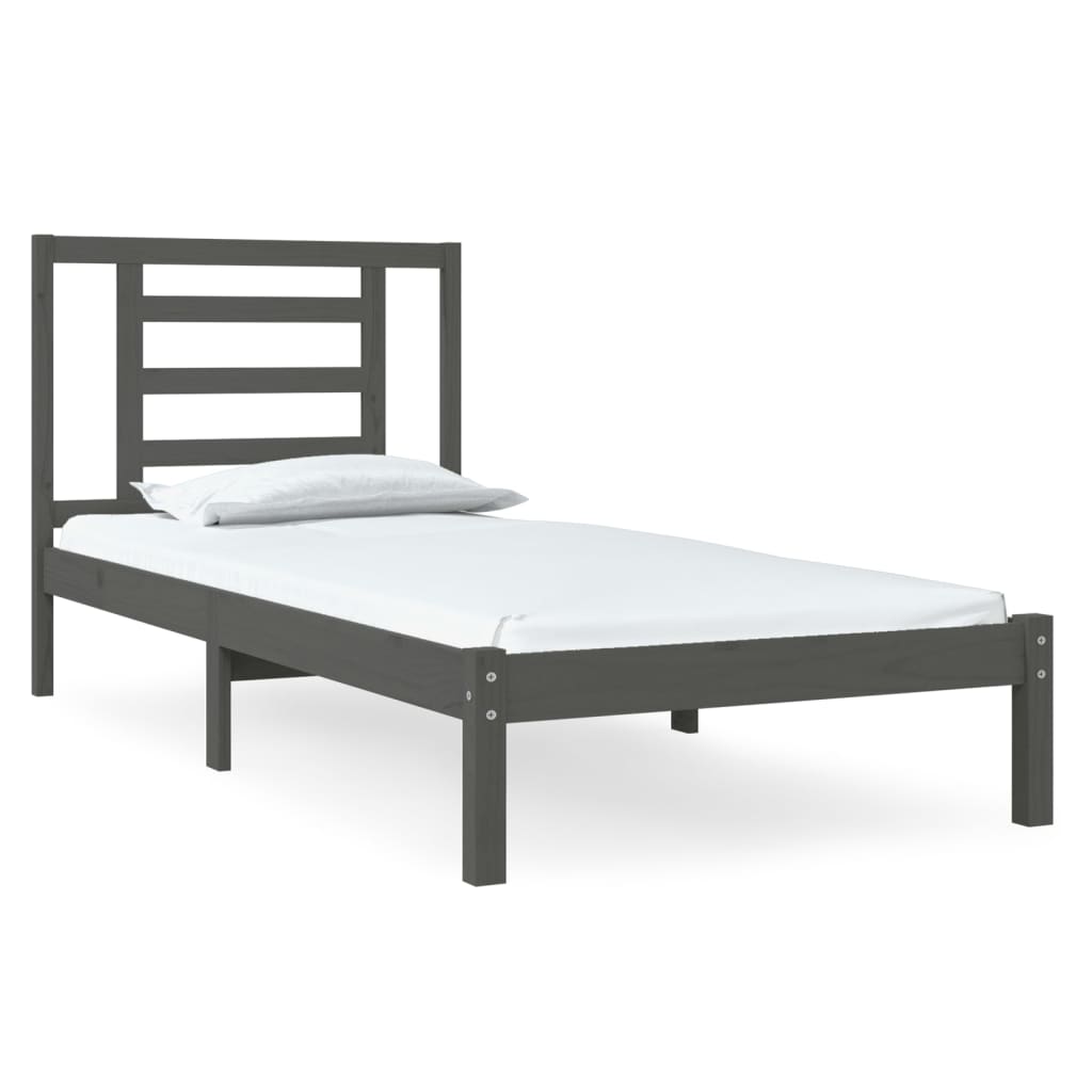 Bedframe Massief Grenenhout Grijs 90X190 Cm 3Ft Single