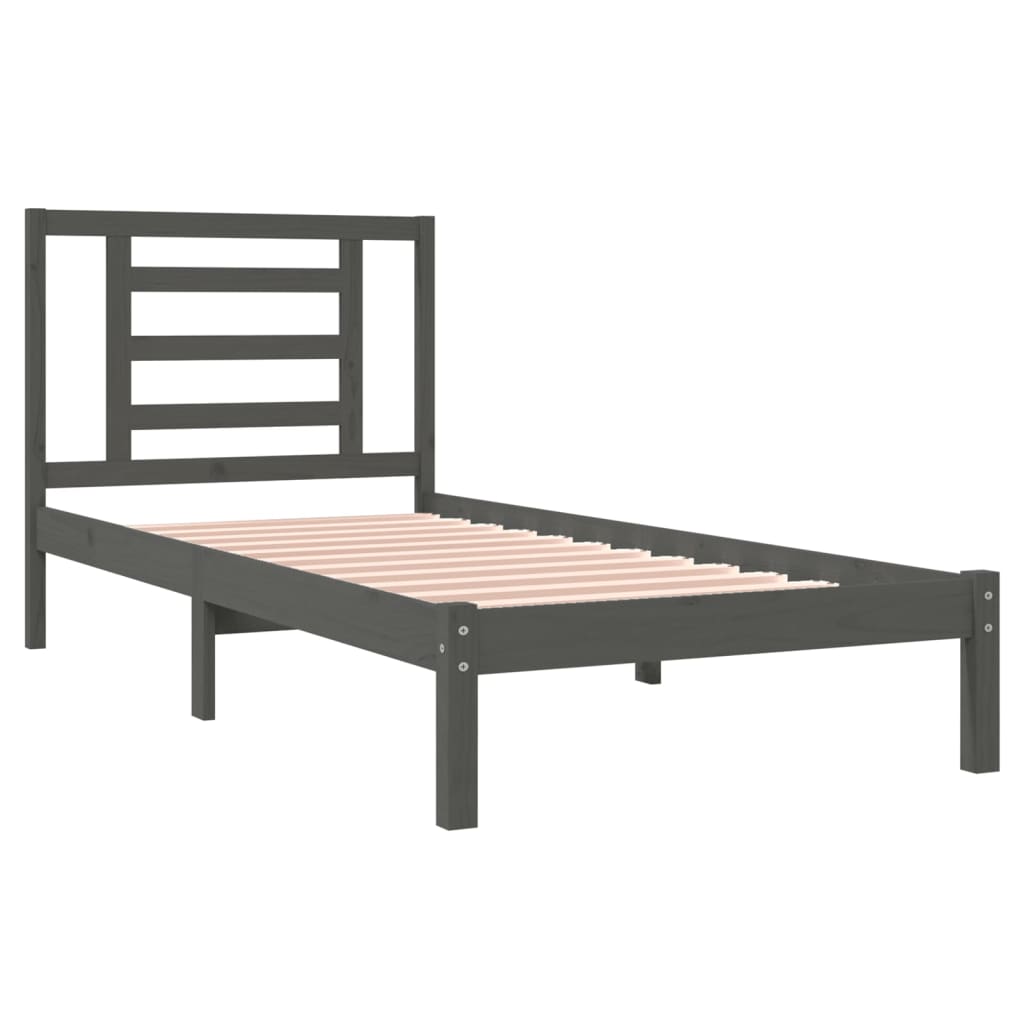 Bedframe Massief Grenenhout Grijs 90X190 Cm 3Ft Single