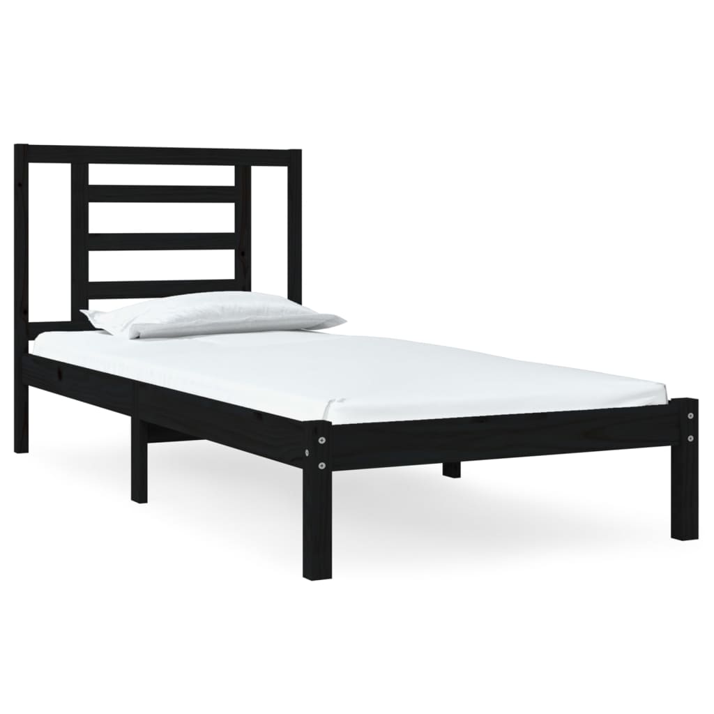 Bedframe Massief Grenenhout Zwart 90X190 Cm 3Ft Single