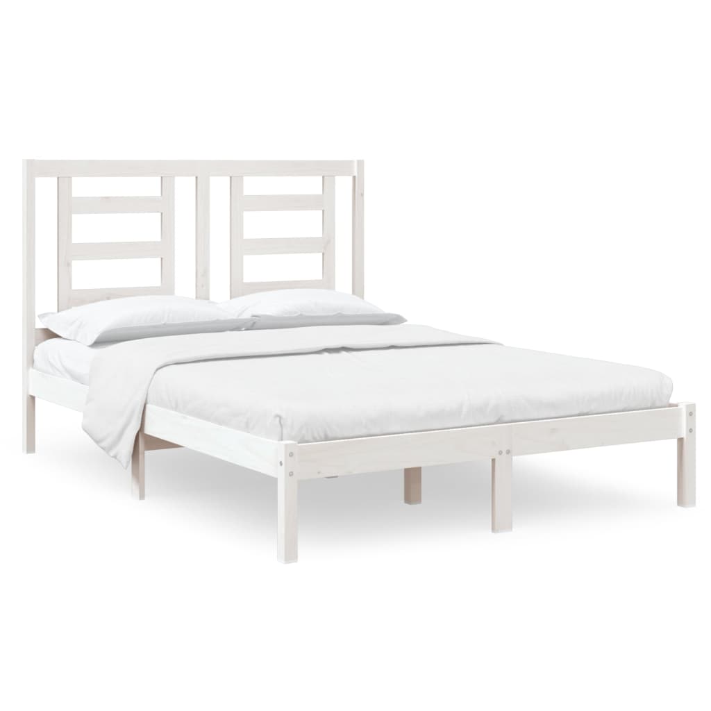 Bedframe Massief Hout Wit 120X190 Cm 4Ft Small Double